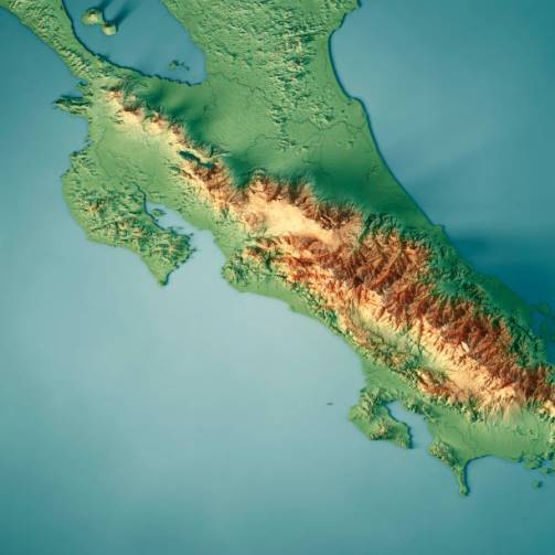 Mapa topográfico de Costa Rica